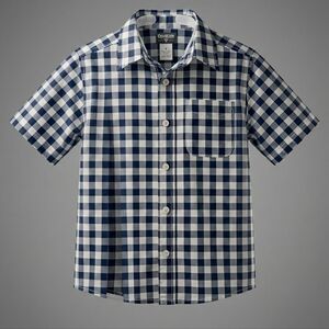 OshKosh B'gosh Boys Gingham Button-Down Shirt Short Sleeve Size 6
